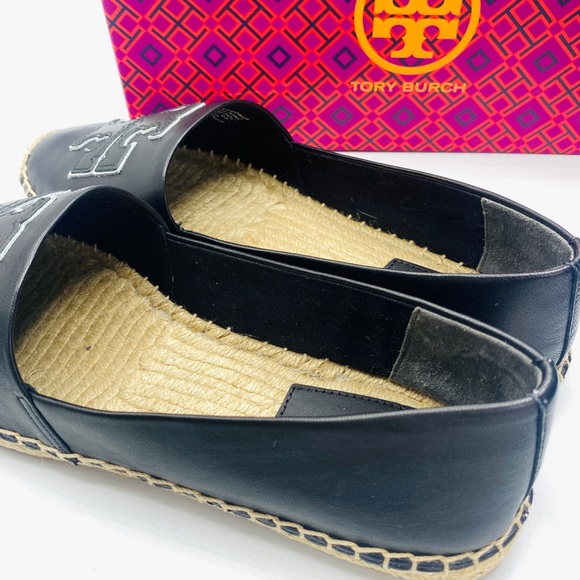 Tory Burch Ines Leather Espadrilles Size 10 Color Black NWB - Picture 4 of 7